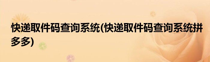 快遞取件碼查詢系統(tǒng)(快遞取件碼查詢系統(tǒng)拼多多)