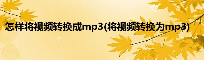 怎樣將視頻轉(zhuǎn)換成mp3(將視頻轉(zhuǎn)換為mp3)