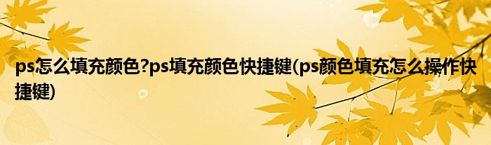 ps怎么填充顏色?ps填充顏色快捷鍵(ps顏色填充怎么操作快捷鍵)