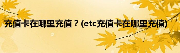 充值卡在哪里充值？(etc充值卡在哪里充值)