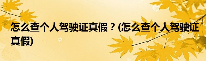 怎么查個(gè)人駕駛證真假？(怎么查個(gè)人駕駛證真假)