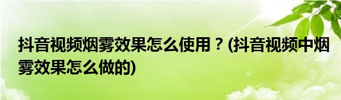 抖音視頻煙霧效果怎么使用？(抖音視頻中煙霧效果怎么做的)