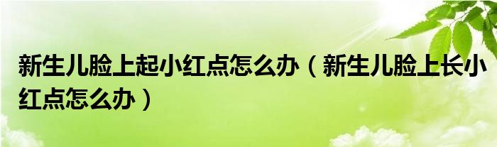 新生兒臉上起小紅點怎么辦（新生兒臉上長小紅點怎么辦）