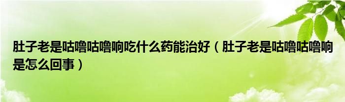 肚子老是咕嚕咕嚕響吃什么藥能治好（肚子老是咕嚕咕嚕響是怎么回事）