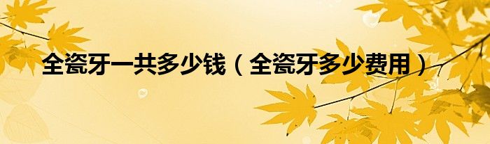 全瓷牙一共多少錢（全瓷牙多少費(fèi)用）