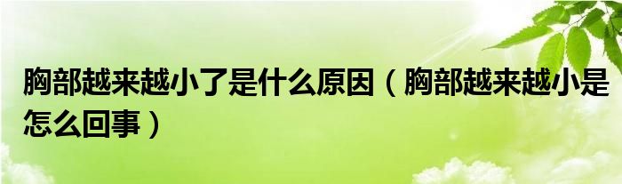 胸部越來越小了是什么原因（胸部越來越小是怎么回事）