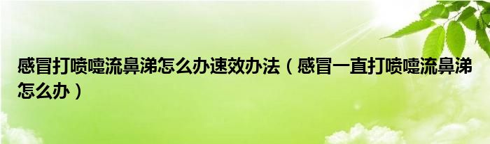 感冒打噴嚏流鼻涕怎么辦速效辦法（感冒一直打噴嚏流鼻涕怎么辦）