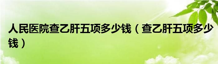 人民醫(yī)院查乙肝五項(xiàng)多少錢(qián)（查乙肝五項(xiàng)多少錢(qián)）