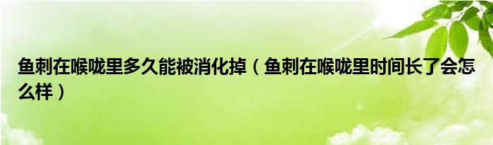 魚刺在喉嚨里多久能被消化掉（魚刺在喉嚨里時(shí)間長了會(huì)怎么樣）