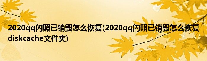 2020qq閃照已銷(xiāo)毀怎么恢復(fù)(2020qq閃照已銷(xiāo)毀怎么恢復(fù)diskcache文件夾)