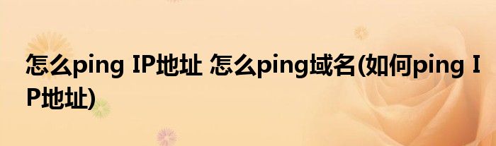 怎么ping IP地址 怎么ping域名(如何ping IP地址)