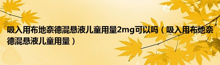 吸入用布地奈德混懸液兒童用量2mg可以嗎（吸入用布地奈德混懸液兒童用量）