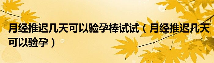 月經(jīng)推遲幾天可以驗(yàn)孕棒試試（月經(jīng)推遲幾天可以驗(yàn)孕）