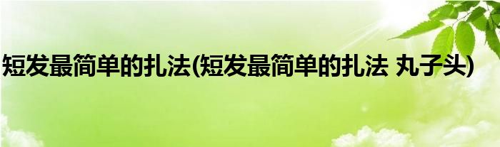 短發(fā)最簡單的扎法(短發(fā)最簡單的扎法 丸子頭)