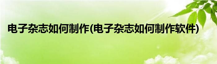 電子雜志如何制作(電子雜志如何制作軟件)