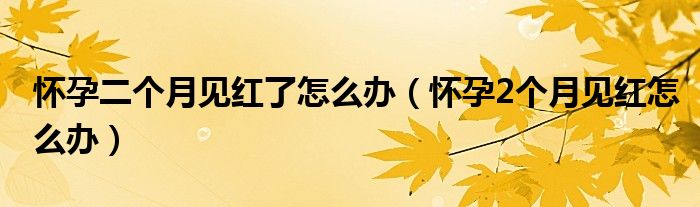 懷孕二個(gè)月見(jiàn)紅了怎么辦（懷孕2個(gè)月見(jiàn)紅怎么辦）