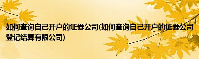 如何查詢自己開戶的證券公司(如何查詢自己開戶的證券公司登記結(jié)算有限公司)