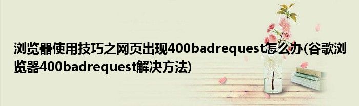 瀏覽器使用技巧之網(wǎng)頁(yè)出現(xiàn)400badrequest怎么辦(谷歌瀏覽器400badrequest解決方法)