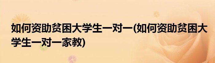 如何資助貧困大學生一對一(如何資助貧困大學生一對一家教)