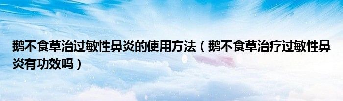 鵝不食草治過敏性鼻炎的使用方法（鵝不食草治療過敏性鼻炎有功效嗎）