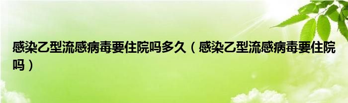 感染乙型流感病毒要住院?jiǎn)岫嗑茫ǜ腥疽倚土鞲胁《疽≡簡(jiǎn)幔?class='thumb lazy' /></a>
		    <header>
		<h2><a  href=