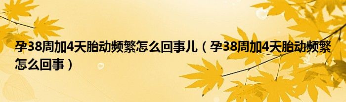 孕38周加4天胎動頻繁怎么回事兒（孕38周加4天胎動頻繁怎么回事）