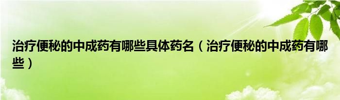 治療便秘的中成藥有哪些具體藥名（治療便秘的中成藥有哪些）