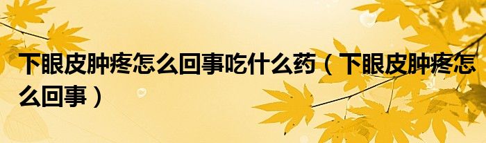 下眼皮腫疼怎么回事吃什么藥（下眼皮腫疼怎么回事）