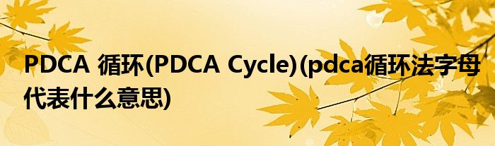 PDCA 循環(huán)(PDCA Cycle)(pdca循環(huán)法字母代表什么意思)