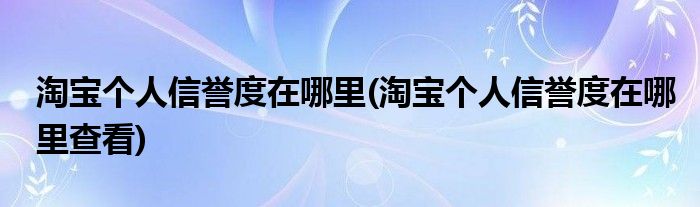 淘寶個(gè)人信譽(yù)度在哪里(淘寶個(gè)人信譽(yù)度在哪里查看)