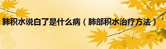 肺積水說(shuō)白了是什么病（肺部積水治療方法）