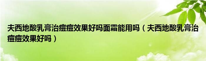 夫西地酸乳膏治痘痘效果好嗎面霜能用嗎（夫西地酸乳膏治痘痘效果好嗎）