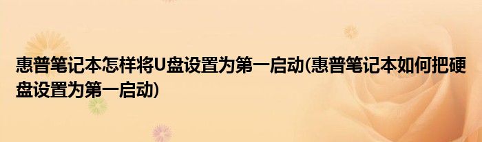 惠普筆記本怎樣將U盤設(shè)置為第一啟動(惠普筆記本如何把硬盤設(shè)置為第一啟動)