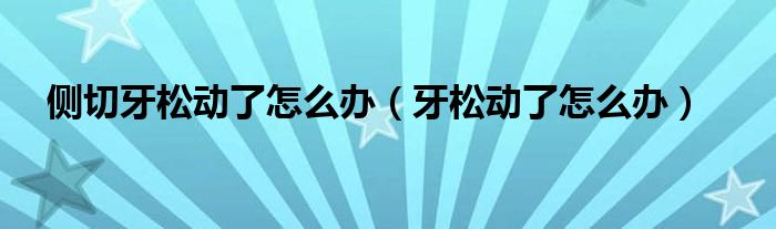 側(cè)切牙松動了怎么辦（牙松動了怎么辦）