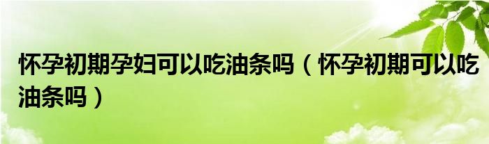 懷孕初期孕婦可以吃油條嗎（懷孕初期可以吃油條嗎）