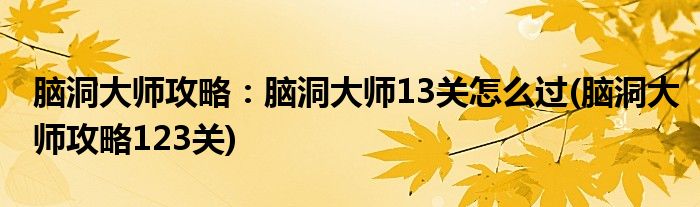 腦洞大師攻略：腦洞大師13關(guān)怎么過(guò)(腦洞大師攻略123關(guān))