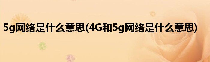 5g網(wǎng)絡(luò)是什么意思(4G和5g網(wǎng)絡(luò)是什么意思)