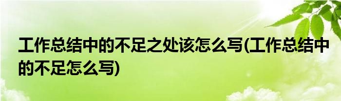 工作總結(jié)中的不足之處該怎么寫(xiě)(工作總結(jié)中的不足怎么寫(xiě))