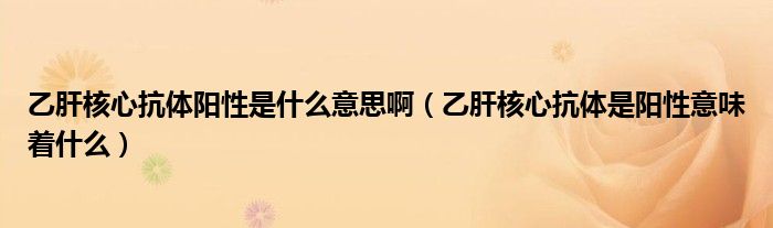 乙肝核心抗體陽性是什么意思?。ㄒ腋魏诵目贵w是陽性意味著什么）