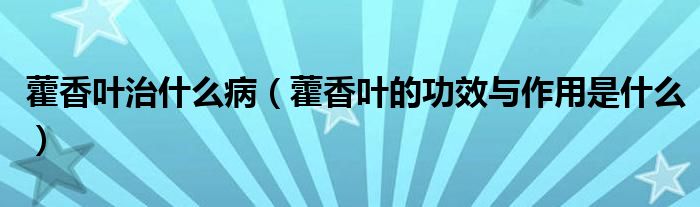 藿香葉治什么?。ㄞ较闳~的功效與作用是什么）