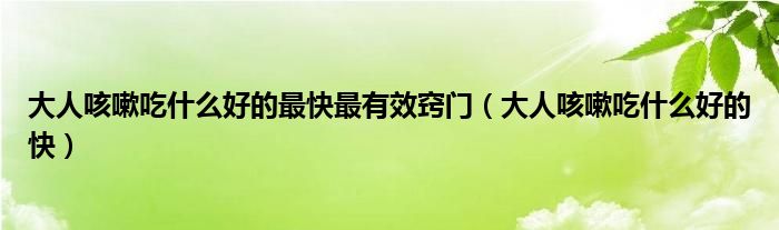 大人咳嗽吃什么好的最快最有效竅門（大人咳嗽吃什么好的快）