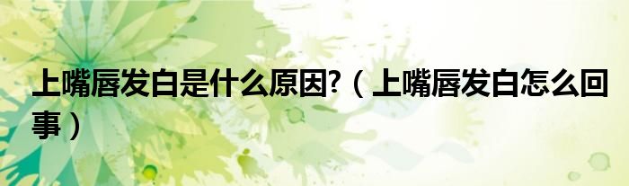 上嘴唇發(fā)白是什么原因?（上嘴唇發(fā)白怎么回事）