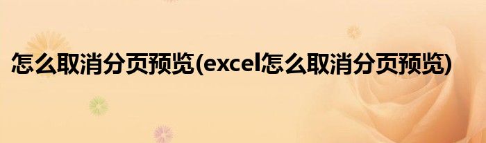 怎么取消分頁預覽(excel怎么取消分頁預覽)