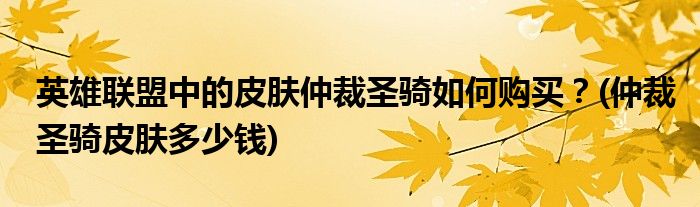 英雄聯(lián)盟中的皮膚仲裁圣騎如何購買？(仲裁圣騎皮膚多少錢)