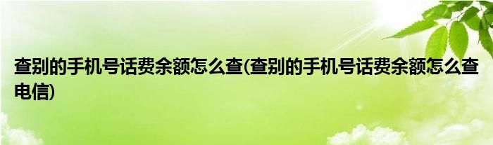 查別的手機號話費余額怎么查(查別的手機號話費余額怎么查電信)