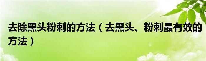 去除黑頭粉刺的方法（去黑頭、粉刺最有效的方法）