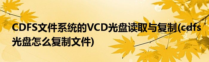 CDFS文件系統(tǒng)的VCD光盤讀取與復(fù)制(cdfs光盤怎么復(fù)制文件)