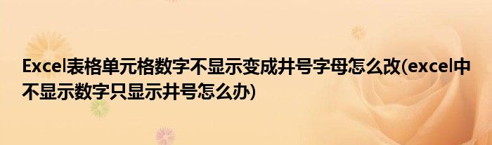 Excel表格單元格數(shù)字不顯示變成井號字母怎么改(excel中不顯示數(shù)字只顯示井號怎么辦)